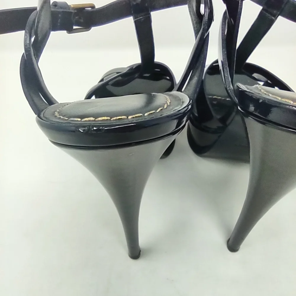 Yves St Laurent YSL 40 tribute BLUE patent leather platform sandals Celebrity